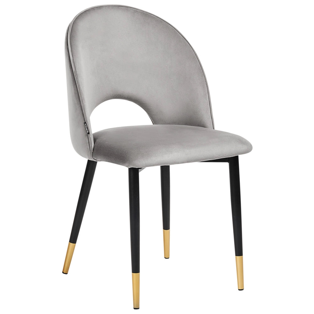 Set di 2 sedie da pranzo rivestimento in velluto grigio gambe nere glamour retrò