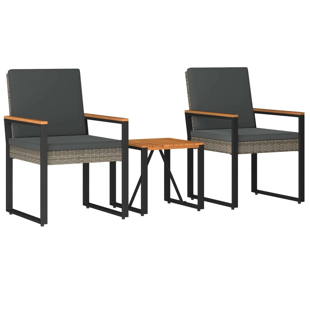 Set Mobili da Esterno 3 pcs Grigio e Grigio Scuro polyrattan