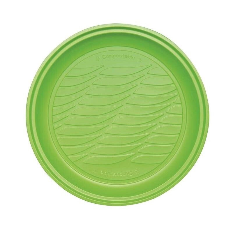 MAURY'S PIATTI PIANI BIOPLASTIC DIAMETRO 21,5 CM 20 PEZZI IN COLORAZIONE VERDE