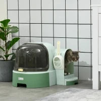 Lettiera per Gatti Chiusa con Coperchio Apribile e Vassoio Estraibile, 52x60x42 cm, Verde