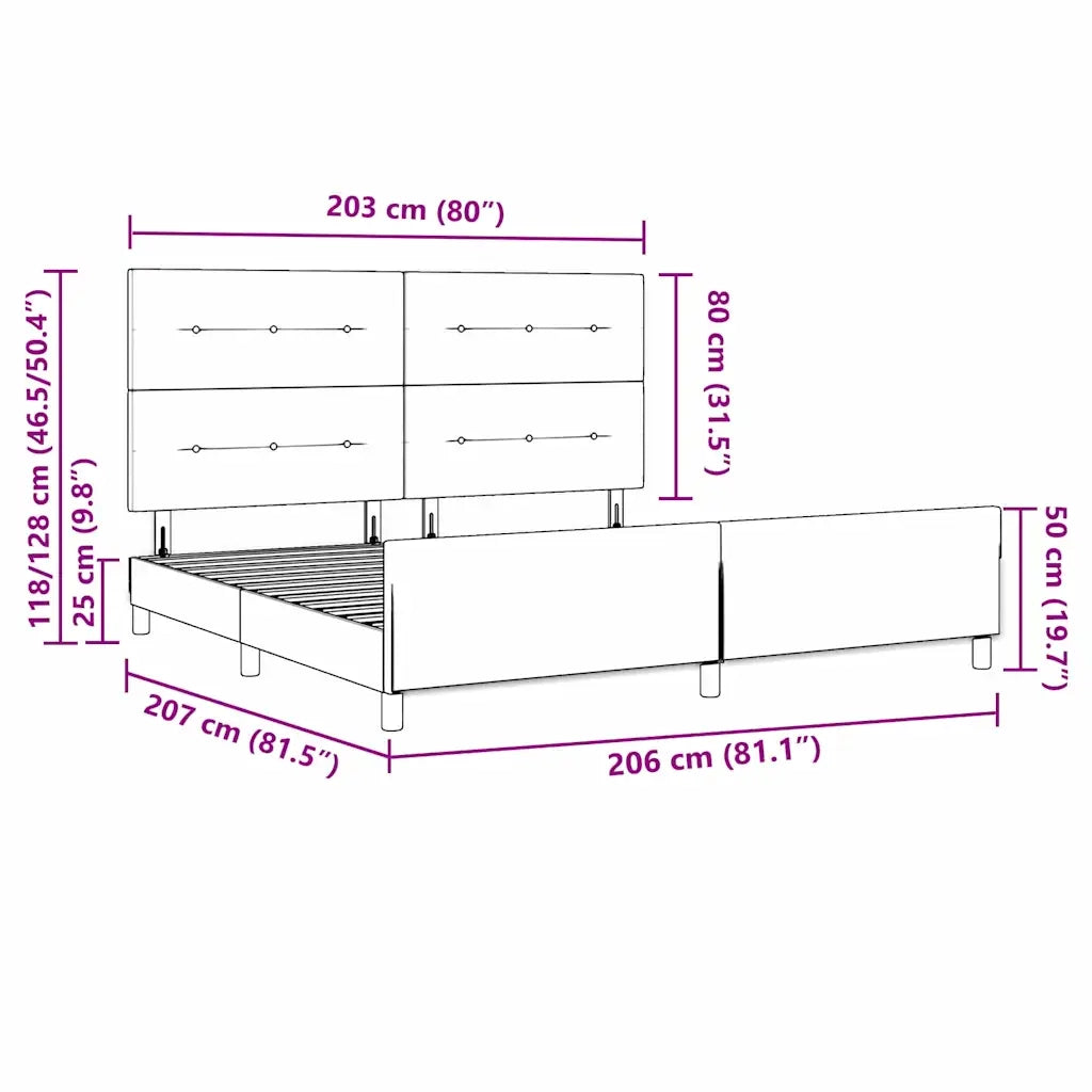Struttura del letto con testiera Blu 200 x 200 cm Tessuto 3344759