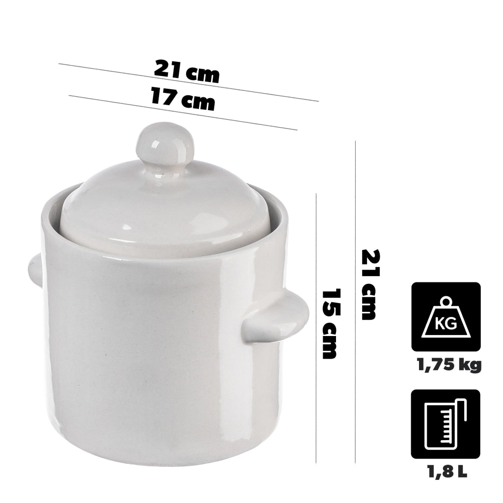 Vaso KADAX a forma di barile per sottaceti con collarino, 1,8 l, in gres per cavoli e cetrioli