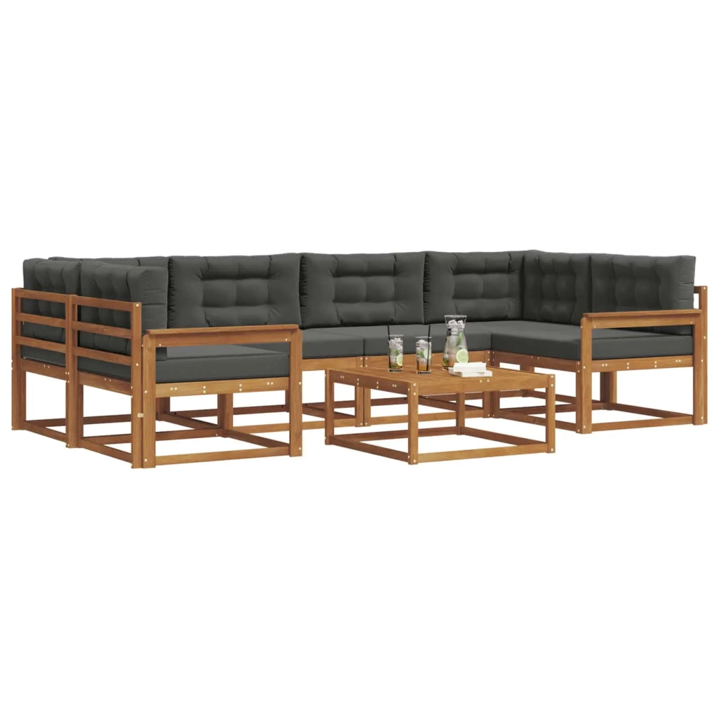 Set di divani da esterno con cuscino 7 pcs Naturale e Antracite