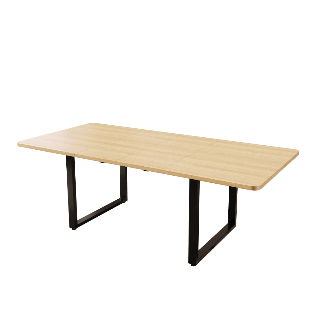 Tavolo da pranzo allungabile a 3 lunghezze 140/180/220 × 80 cm, per 6-10 persone, colore rovere, struttura in MDF