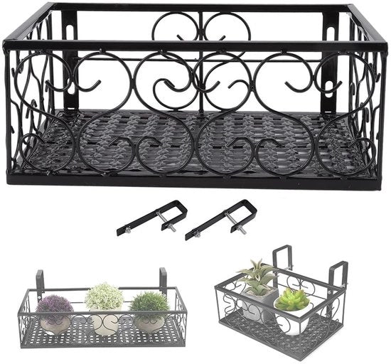 Supporto per piante in acciaio - Stendardo per piante - Sostegno per fiori - Supporto per balcone - 30x20x12cm