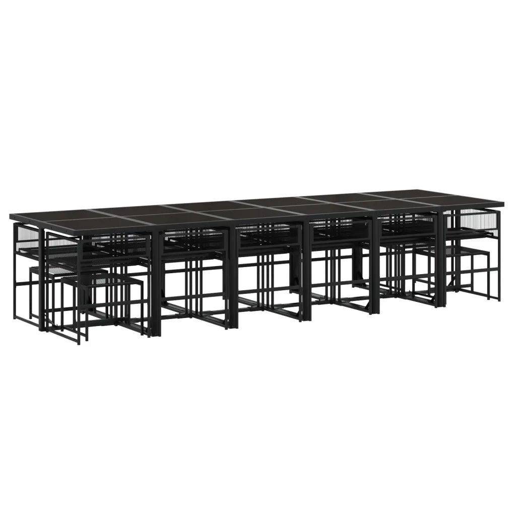 vidaXL Set da Pranzo da Giardino 17 pz con Cuscini Nero in Polyrattan