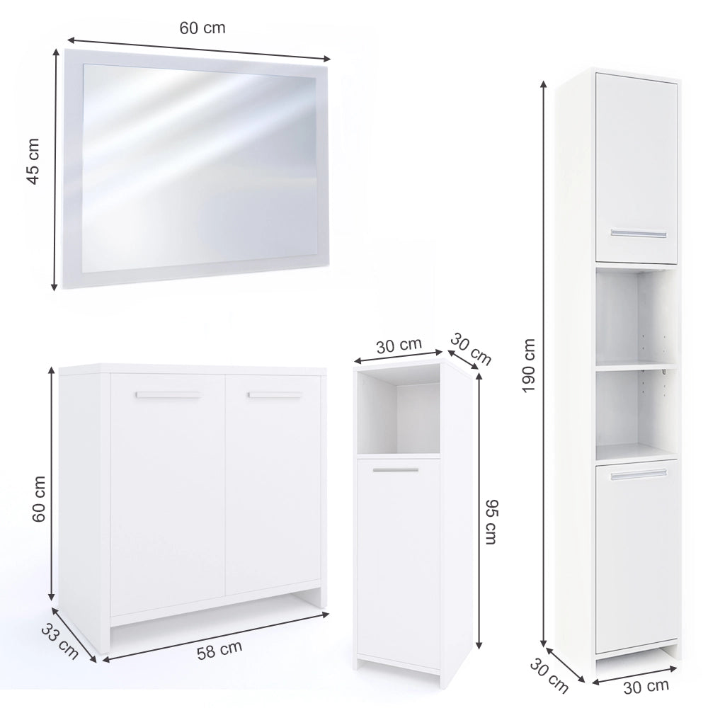 Vicco Set mobili bagno Bianco 4 parti