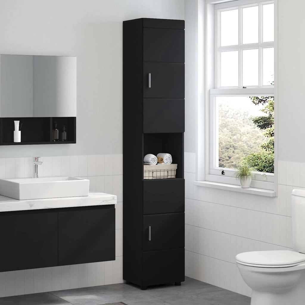 Set di Armadi da Bagno TULUM Nero 37 x 31,5 x 203 cm 880352