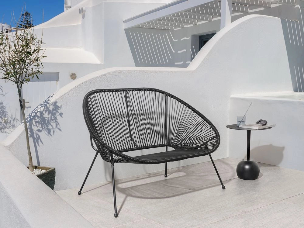 Panca giardino acciaio Rattan nero 114 cm rotonda Soggiorno moderno spaghetti da esterno