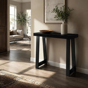 Modern Console Table For Entryway, Black Narrow Sofa Table With Multi-Layer Board, Rectangular Side Table For Living Room Bedroom Hallway, 91.5x30.5x81 Cm