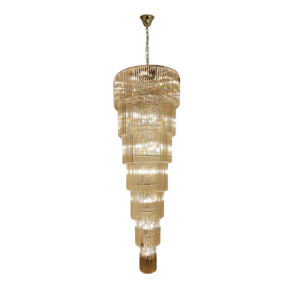 Lampadario glamour conico vetro oro 69xE14 Zuma Line