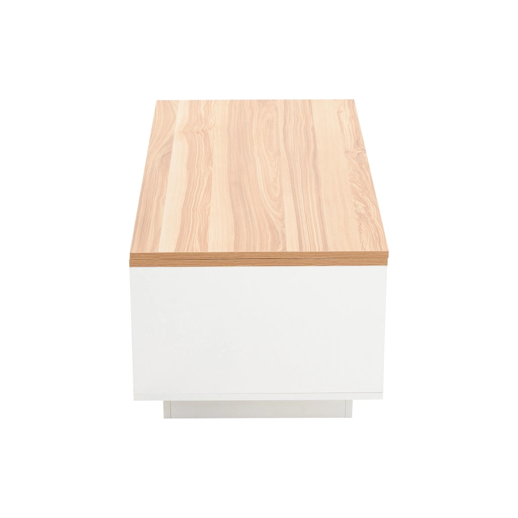 TAVOLO DA CAFFÈ Sollevabile 100x50x55,5 cm Bianco e Legno con 2 ante