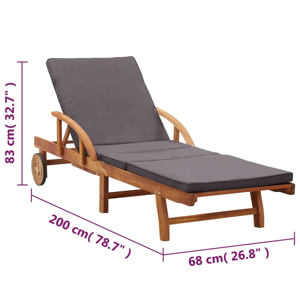 Lettino prendisole sedia a sdraio lettino prendisole letto da giardino mobili da esterno per patio con cuscino legno massello di acacia 02_0012347