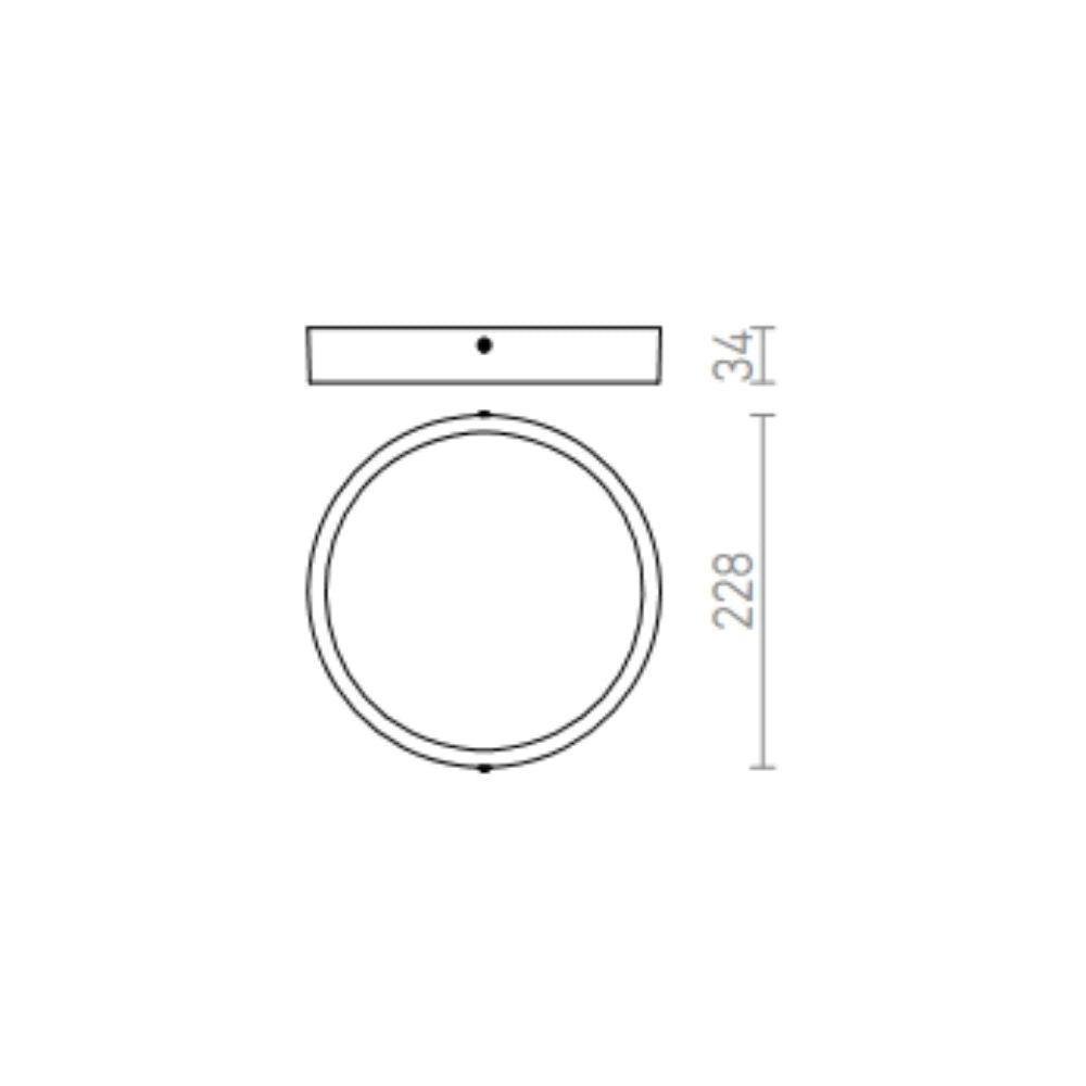 Plafoniera HUE R 22 Cm da soffitto colore noce scuro 230V LED 24W 3000K