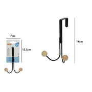 Trade Shop - Appendiabiti Appendino Da Porta Metallo Nero Palline Legno 2 Ganci Posti 79557 -