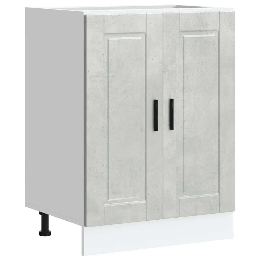 Mobile contenitore da cucina ottimizzato 60 x 46 x 81,5 cm piedini regolabili design moderno in legno grigio cemento 02_0050236