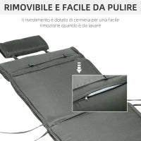 Cuscino per Sdraio Lettino Prendisole da Giardino Grigio 198x53x5cm