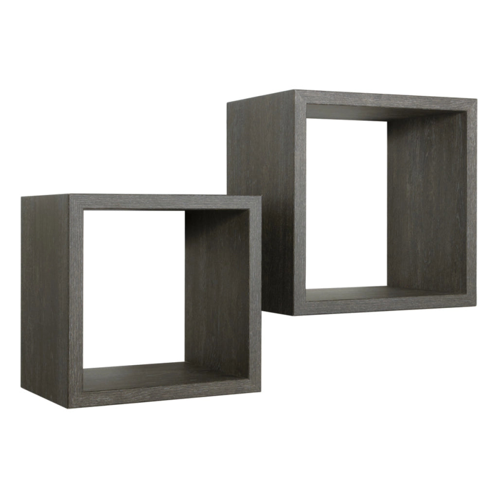Set di 2 Mensole da Muro Modello Q-BIS MAXI, Cubi Arredo, Mensole Cubo, Cubi da Parete. Misure 35x35 p23.7 cm e 31x31 p23.7 cm. Finitura  ROV. SCURO - MADE IN ITALY