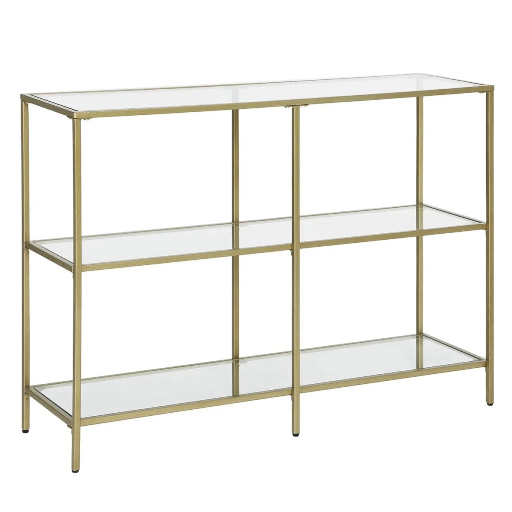 Tavolo consolle tavolo da ingresso 100 x 30 x 73 cm tavolino laterale in vetro temperato a 3 ripiani ripiano portaoggetti moderno e robusto facile da montare per soggiorno camera da letto cucina oro 12_0007516