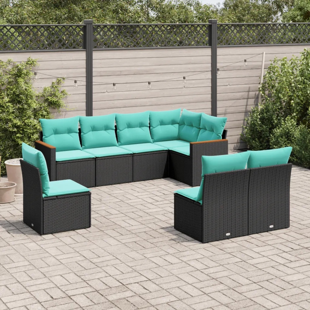 Set Divani da Giardino 8 pz con Cuscini Nero in Polyrattan 3226043