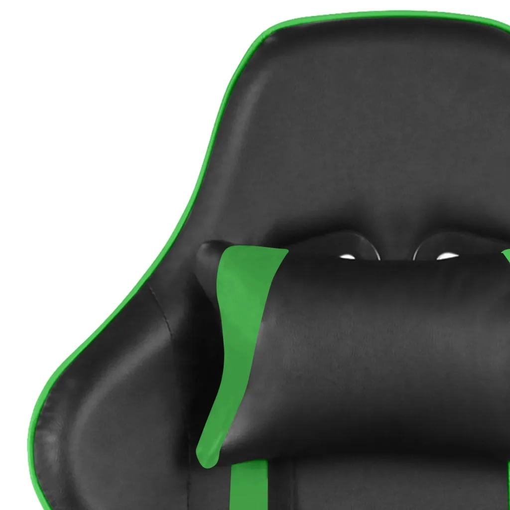 Sedia da Gaming | Sedia da e-sports Girevole con Poggiapiedi Verde in PVC
