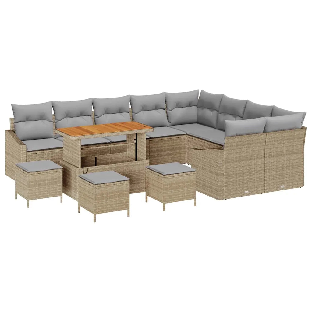 Set Divano da Giardino con cuscino 13 pcs Beige polyrattan 3362702