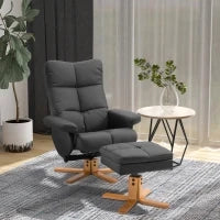 Poltrona Sedia Relax Reclinabile con Poggiapiedi in Pelle PU Nero