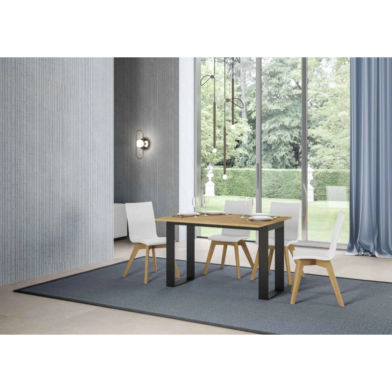 Tavolo apribile 120x45/90 cm Tecno Double telaio Antracite - Quercia Natura