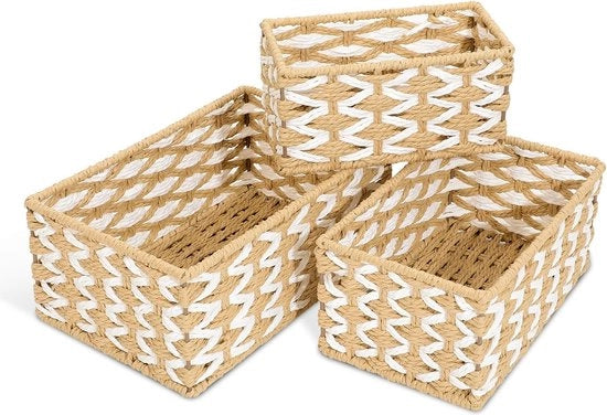 Organizzatore di stoccaggio in tessuto, carta rigenerata, set di 3 design moderno