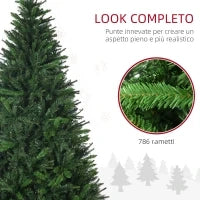 Albero di Natale Artificiale 180cm con 786 Rami, 2 Sezioni e Base in Metallo, Verde