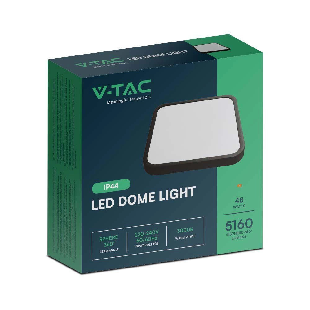 Plafoniera LED V-TAC 48W quadrata 42cm nera 4000K IP44