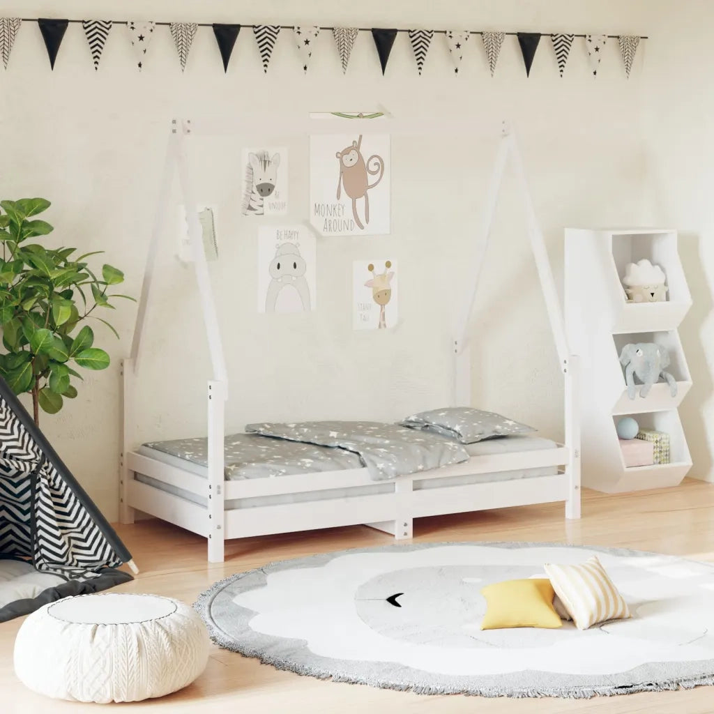Giroletto per Bambini | Letto Infantile | Lettino Bianco 70x140cm in Legno Massello di Pino