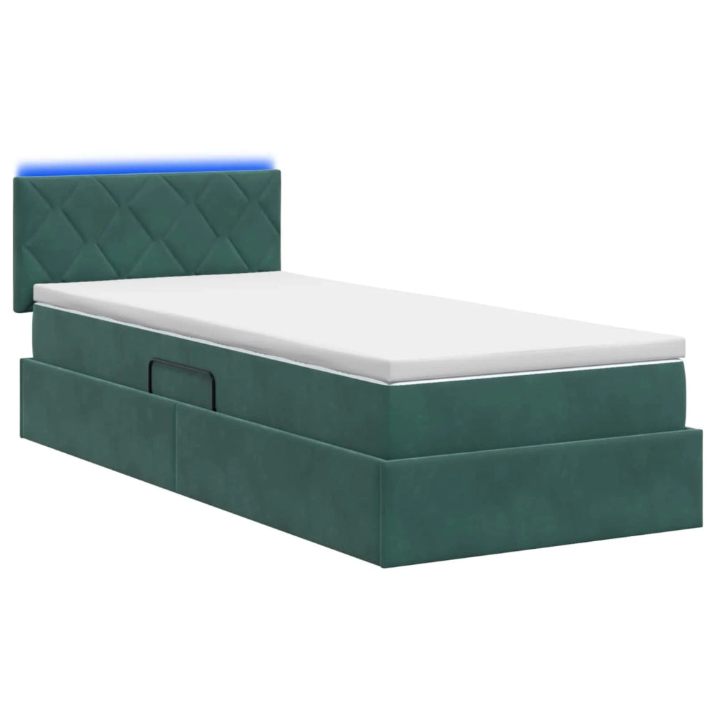 Letto con contenitore LED e materasso Verde Scuro 100 x 200 cm 3459291