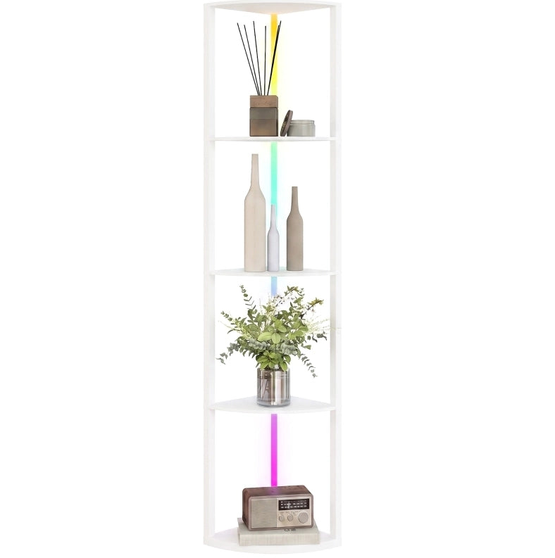 Lampada da terra LED dimmerabile a 5 livelli con ripiani, illuminazione RGB e telecomando