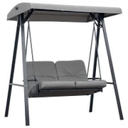 Dondolo 2 Posti con Tettuccio Regolabile e Cuscini, in Acciaio e Poliestere, 144x117x173 cm, Grigio