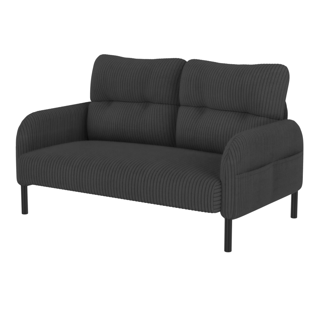 Set divano; poltrona e pouf modulare in corduroy grigio