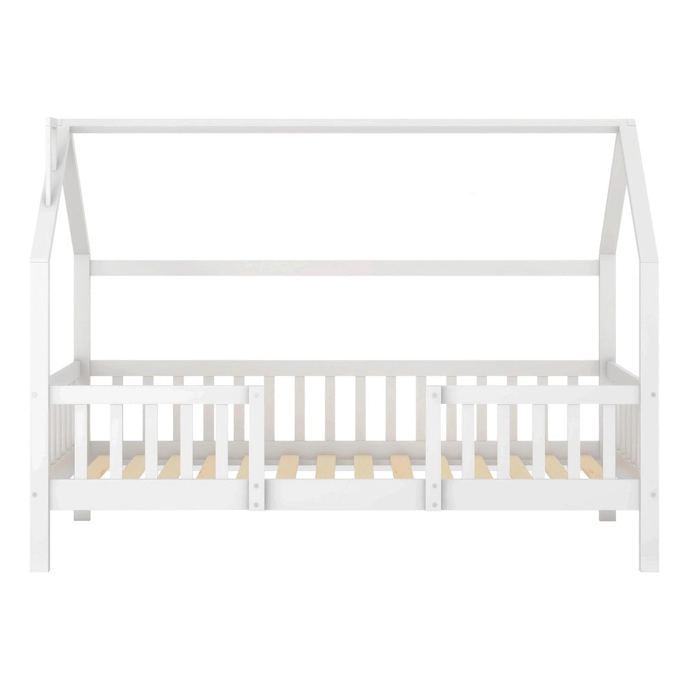 Letto Casetta per Bambini con Camino ¨C MINIMAL ¨C Pino Bianco 90x200