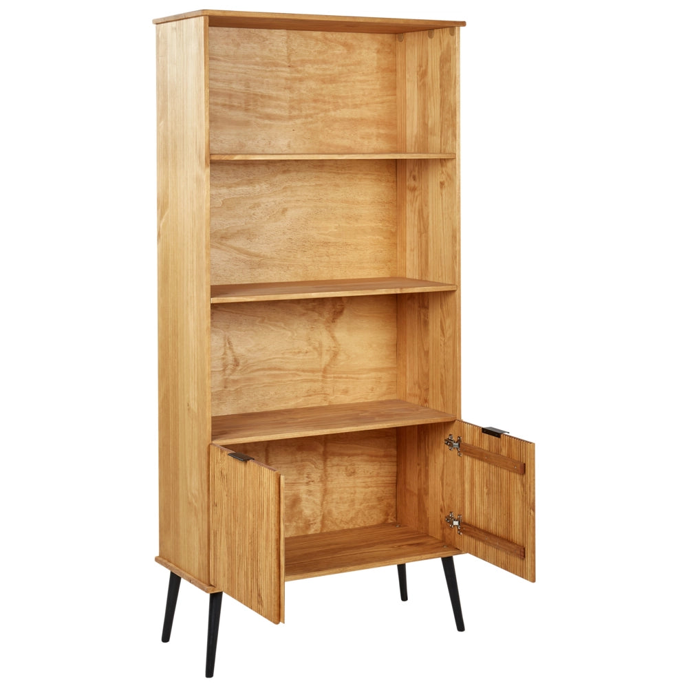 Libreria a scaffale in legno chiaro a 2 ante stile Rustico