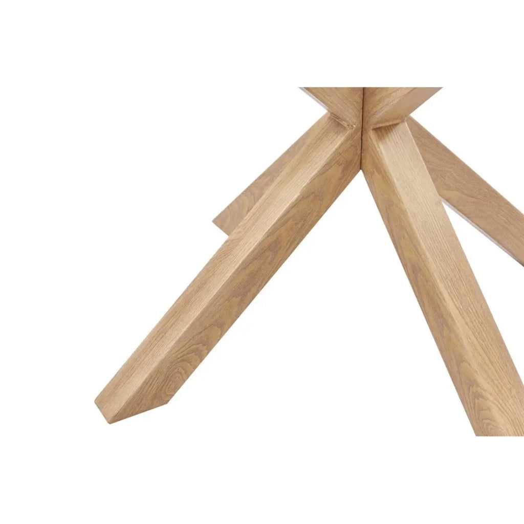 Tavolo da pranzo ALEX – Rotondo 120 cm – Piano in vetro temperato e gambe in metallo effetto legno – Stile moderno