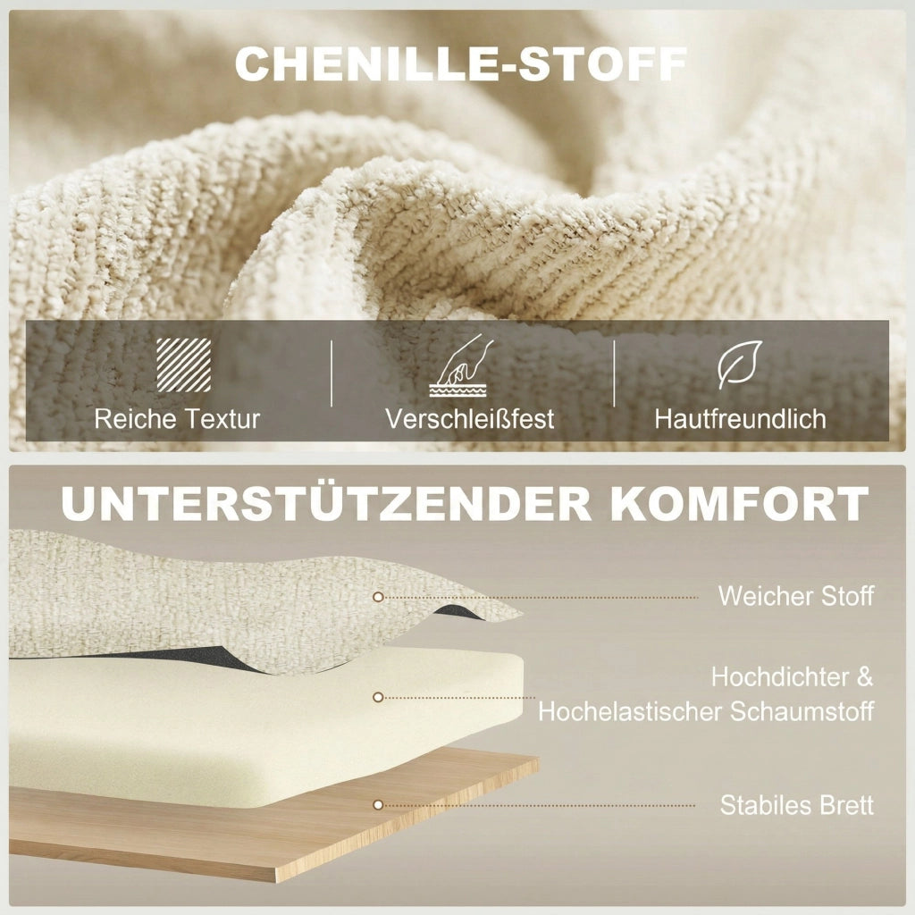Divano letto 2 posti regolabile con braccioli, portaoggetti e tasche laterali ¨C zephmum ¨C Beige