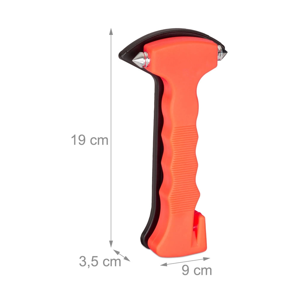 Martello d'emergenza per auto 19 x 9 x 3,5 cm strumento di sicurezza con frangivetro in plastica arancione 13_0004185