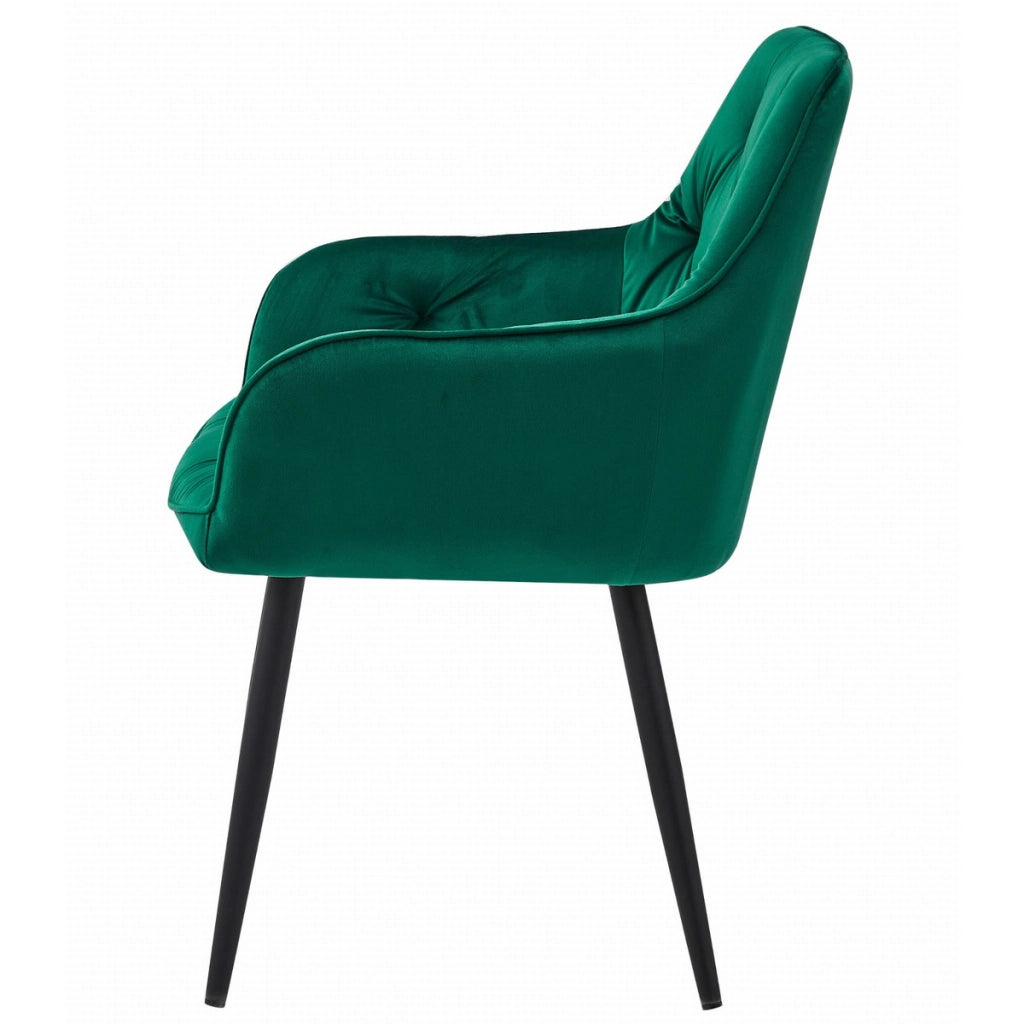 Sedia Jork in Velluto Verde Bosco e Gambe Nere