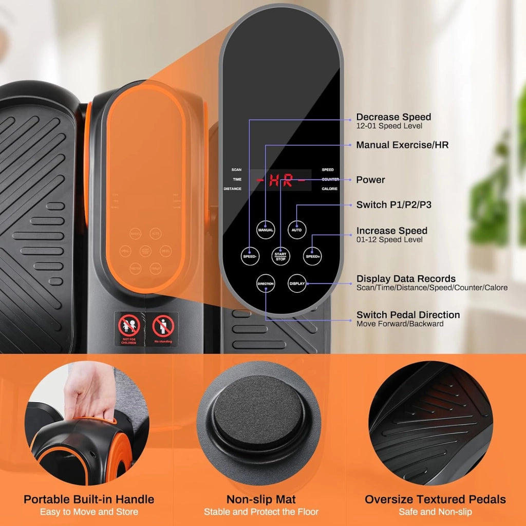 Trainer ellittico elettrico sotto scrivania con telecomando Trainer ellittico Pedal Trainer Trainer per gambe Stepper a velocità regolabile per Home Office Adolescenti per anziani e adulti