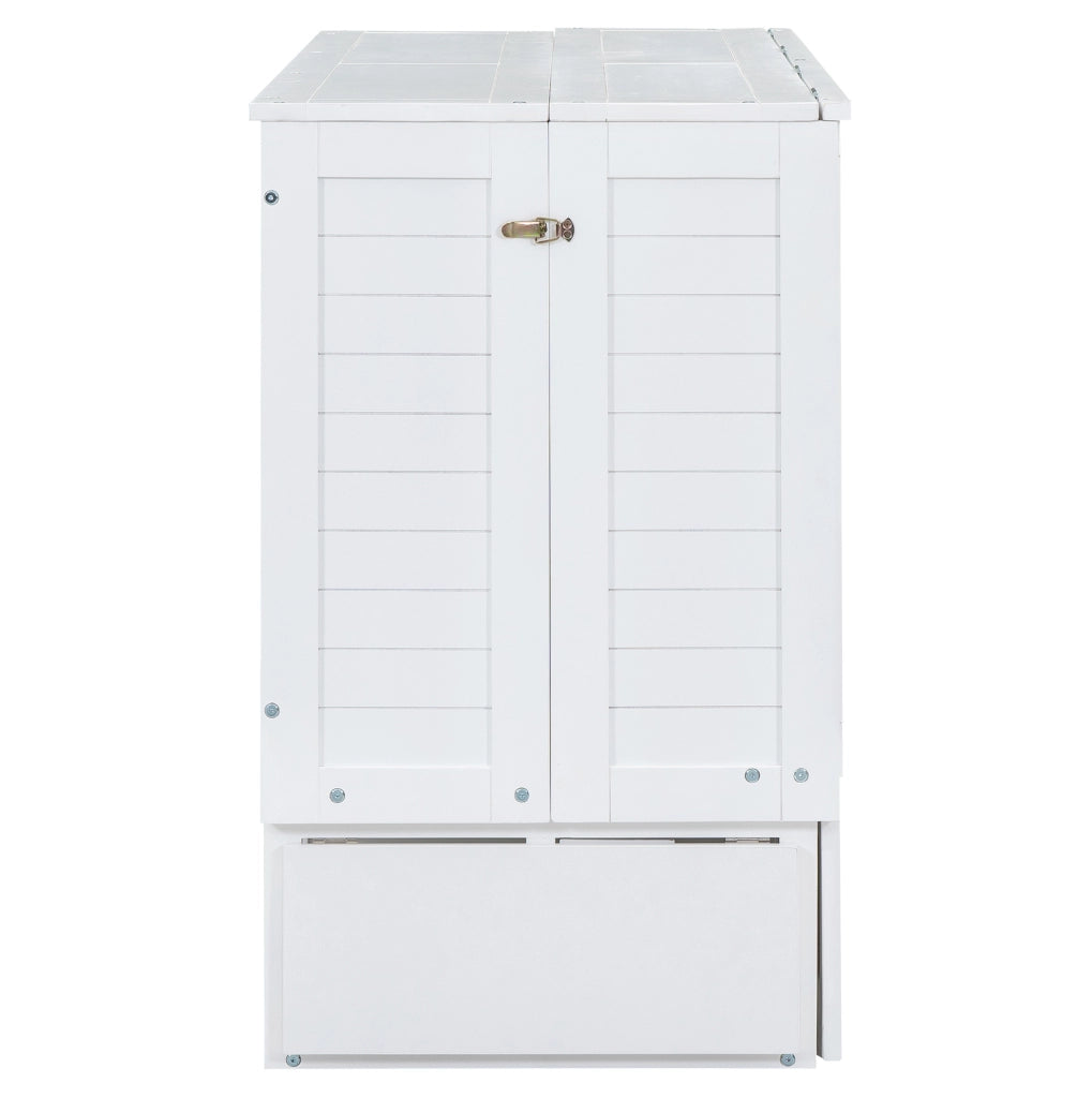 LETTO A SCOMPARSA 140x200 cm Bianco in pino e MDF con cassetto e ripiani