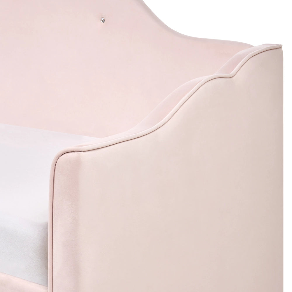 Letto singolo con secondo letto a scomparsa velluto rosa chiaro 90 x 180/200 cm camera da letto cameretta