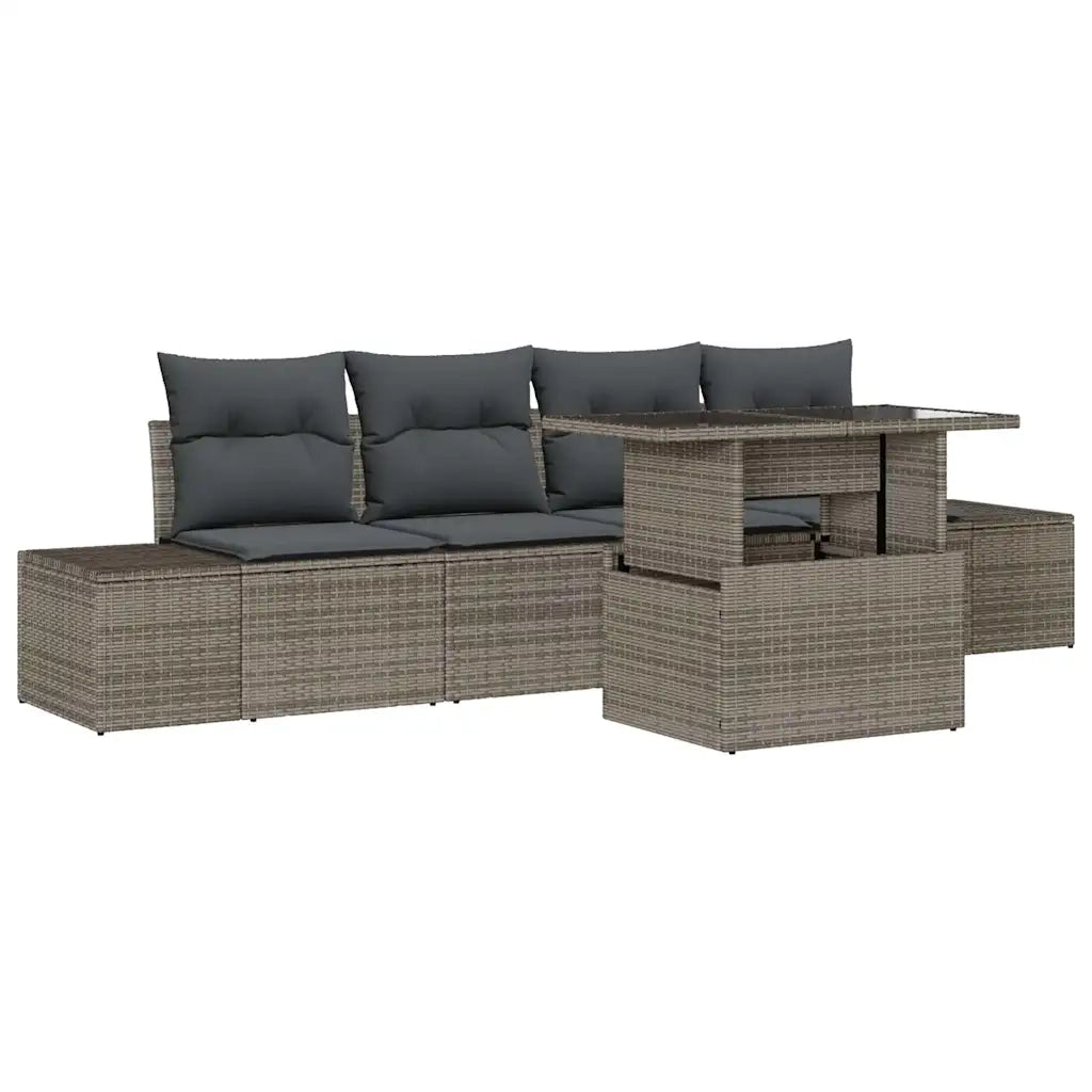 Set Divano da Giardino con cuscino con cuscino 5 pcs Grigio