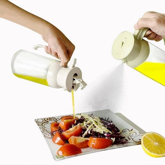 2-in-1 spremitrice e dispensatore di olio - Nuova bottiglia di olio per friggere - Spray di olio di oliva - Olio da cucina per friggere - Adatto per friggitrice ad aria calda - Tutti gli oli