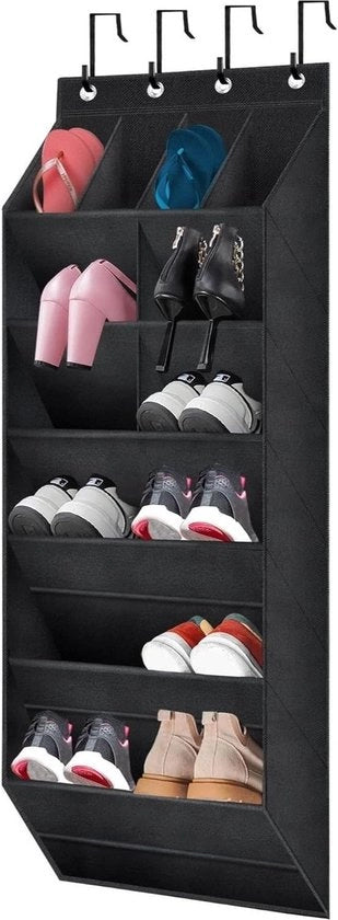 Organizzatore di scarpe per porta - Borse profonde per scarpe - Raccoglitore multifunzionale per scarpe - Portaarmadio per bambini nera