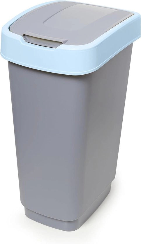 Contenitore per rifiuti con coperchio girevole per separazione dei rifiuti – 50L – Grigio-Blu – Ideale per cucina e ufficio