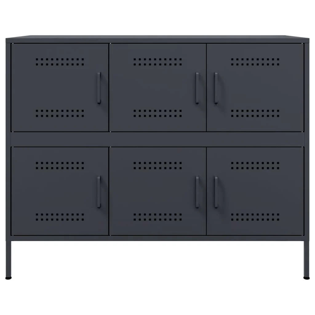 Buffet credenza cassettiera armadio mobile contenitore organizer per cucina soggiorno salotto 100,5 x 39 x 79 cm acciaio antracite 02_0029689